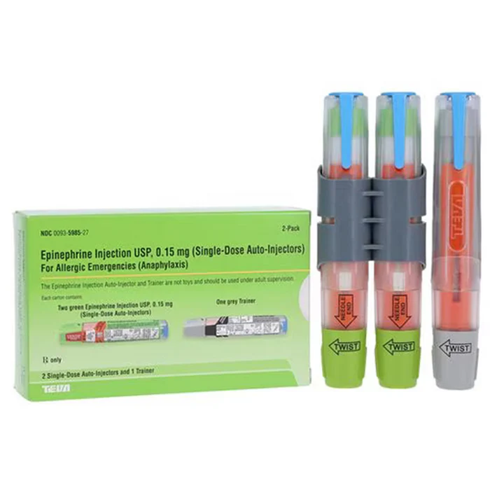 Teva-Epinephrine-Auto-Injector-Pen-for-Injection-0.15-mg_1800x1800 Epinephrine (Generic Epipen) Auto-Injector Pens 0.15 mg (2 Auto-Injectors + 1 Trainer) - Image 1