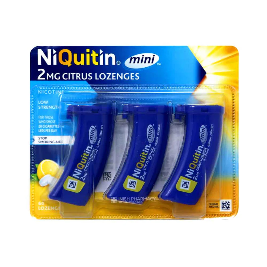 NIQ-MINI60-7833 (1) NiQuitin Mini 2mg Citrus Nicotine Lozenges 60 Pack - Image 1